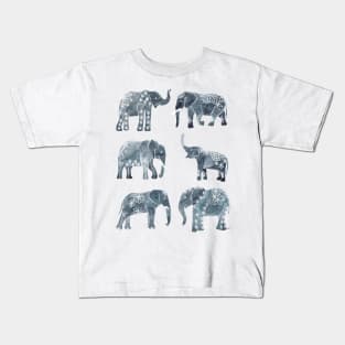 Floral Elephants - Gray Kids T-Shirt